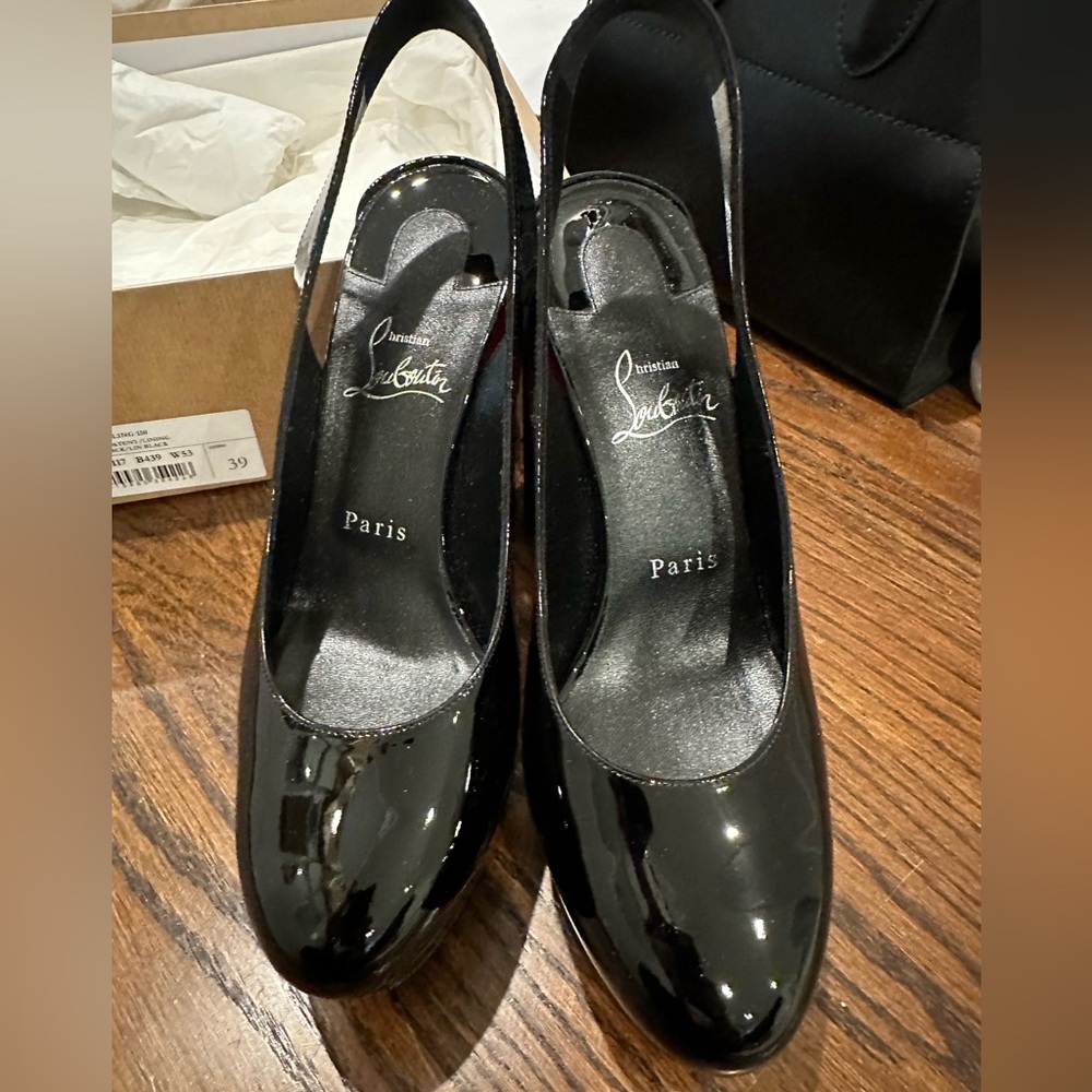 Christian Louboutin Black Sling Platform heels